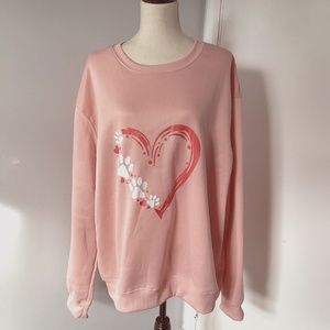 NWOT WOMAN PLUS  4XL PINK SWEATSHIRT PRINTED HEART PAWS DOG LOVERS